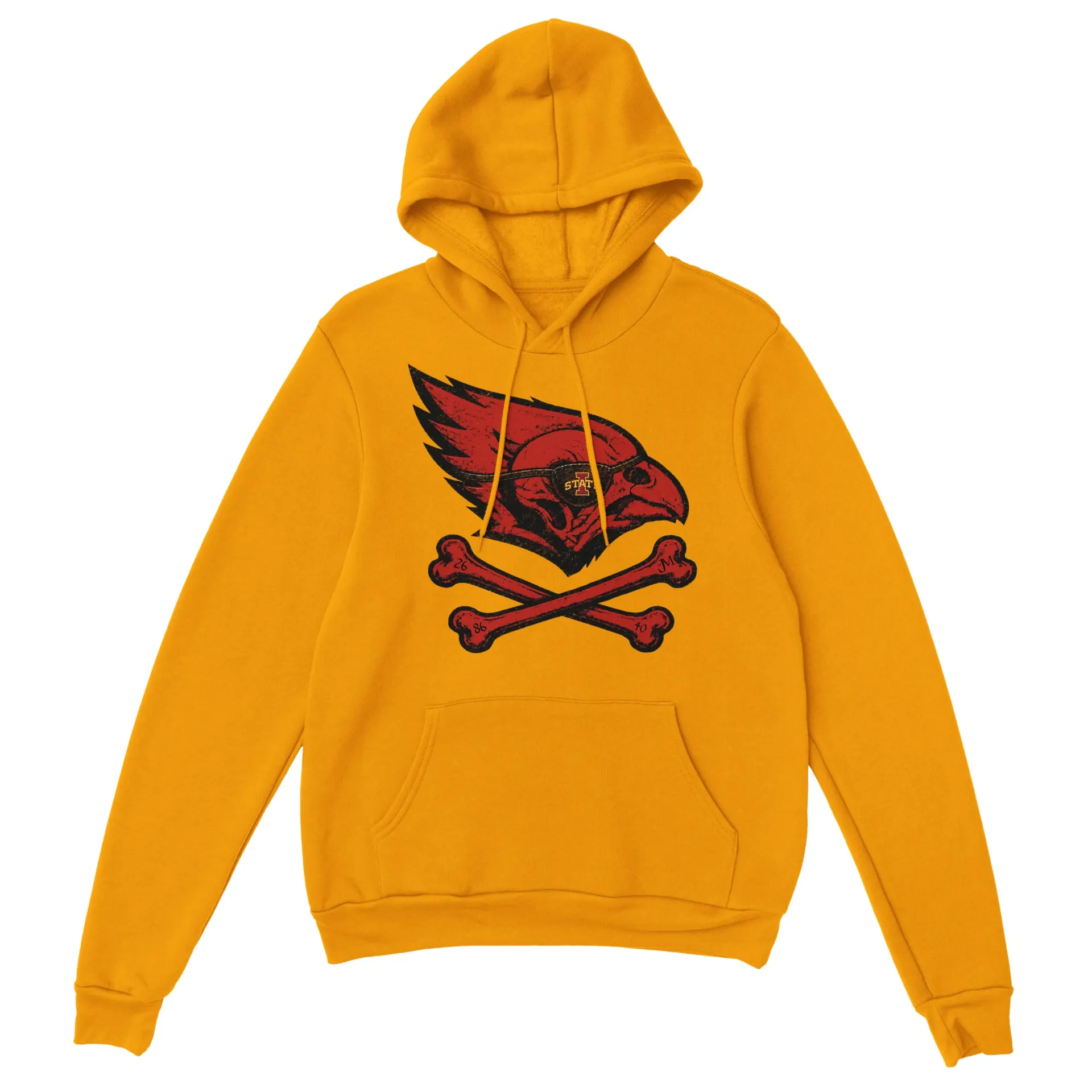 Pirate Baby Raptor - Classic Unisex Pullover Hoodie - Red on Gold