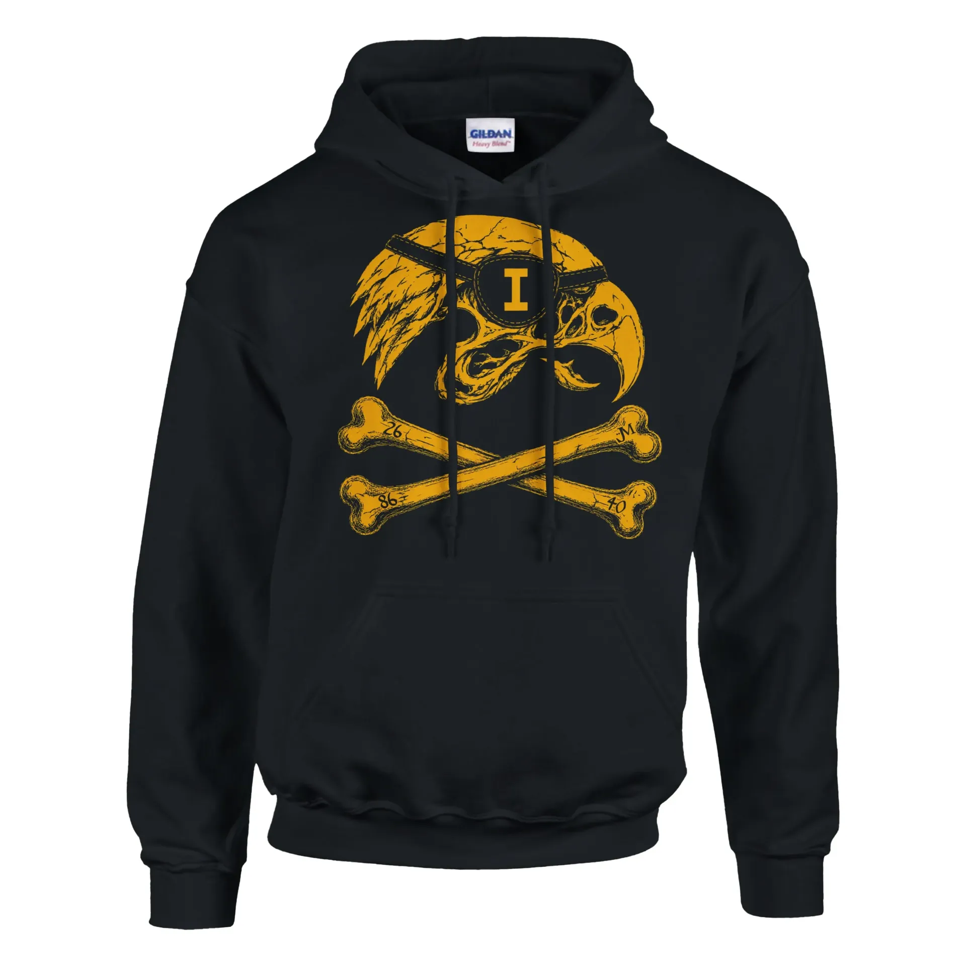 Pirate Raptor - Classic Unisex Pullover Hoodie - Gold on Black