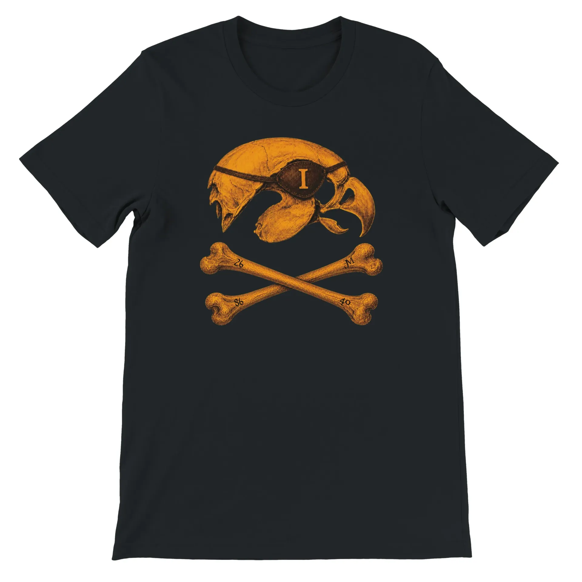 Etched Pirate Raptor- Unisex Crewneck T-shirt | Gold on Black